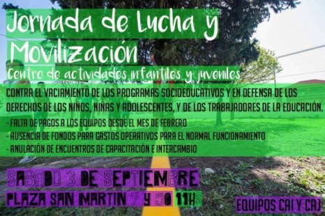 Jornada de lucha de Los Centros de Actividades Juveniles (CAJ) e Infantiles (CAI)